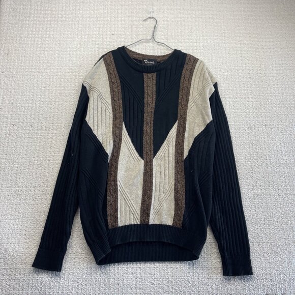 Tosani Other - VTG Tosani Canada Knit Sweater Mens Sz L Knit Pullover Grandpa Color Block Earth